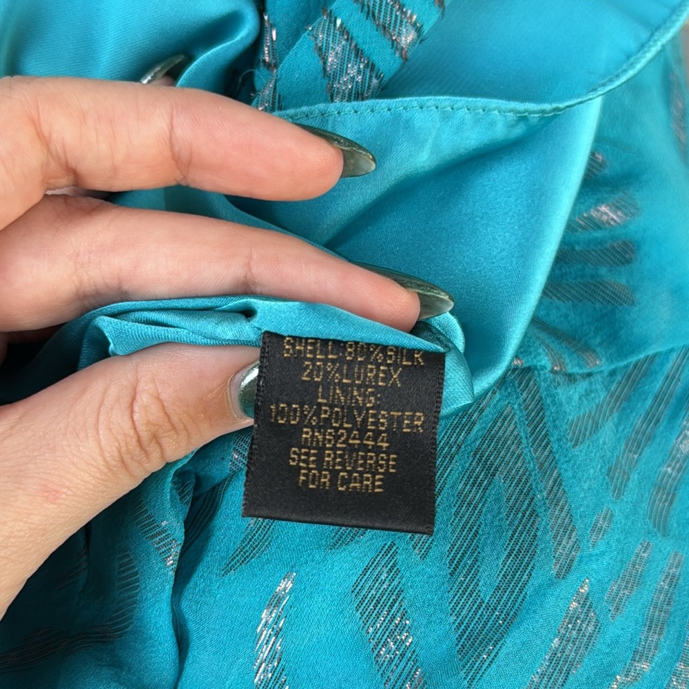 Nicole miller strapless silk maxi turquoise blue dress - Picture 9 of 9